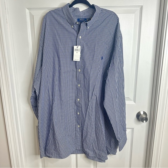 Polo Ralph Lauren Classic Fit Gingham Shirt In Navy Blue Men 3X $148 NWT Preppy - Picture 1 of 7